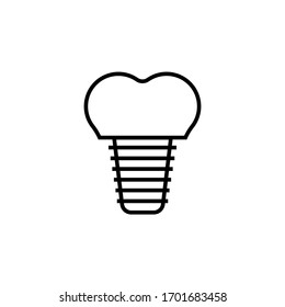 dental implant icon vector illustration outline style design. isolated on white background