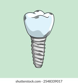 Implante dentário isolado sobre fundo azul