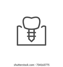 Dental implant line icon