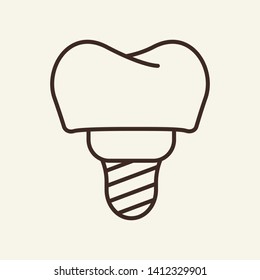 Dental implant line icon. Ceramic, tooth, aesthetic. Stomatology concept. Vector illustration can be used for topics like dentistry, surgery, dental service