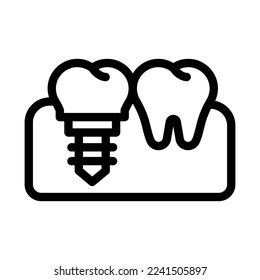 dental implant line icon illustration vector graphic