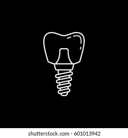 Dental implant line icon, Dental and medicine, vector graphics, a linear pattern on a black background, eps 10.