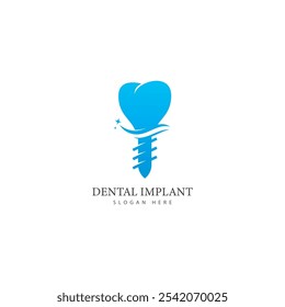 modelo de logotipo de implante dentário design vetor dental care logotipo