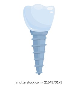 Dental implant screw icon cartoon vector. Crown tooth. Oral surgery