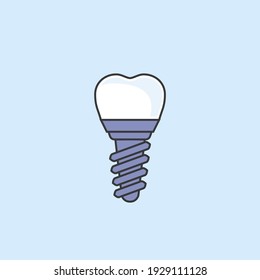 Dental Implant Simple Icon, Teeth Prosthetics Sign, Vector