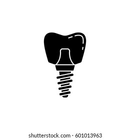 Dental implant solid icon, Dental and medicine, vector graphics, a filled pattern on a white background, eps 10.