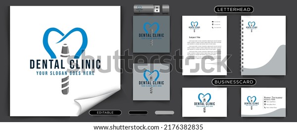 dental implant, stirrup teeth logo Ideas.\
Inspiration logo design. Template Vector Illustration. Isolated On\
White Background
