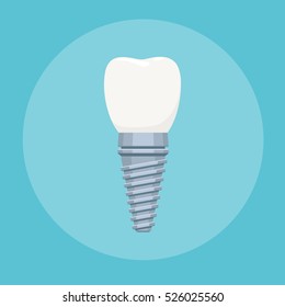 Dental implant. Stomatology prosthesis, implantation concept. Vector illustration for web design, poster or advertising brochure