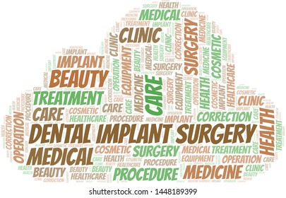 Dental Implant Surgery word cloud vector made with text only