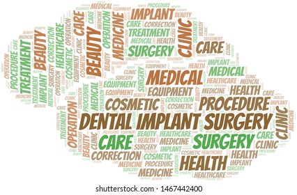 Dental Implant Surgery word cloud vector made with text only