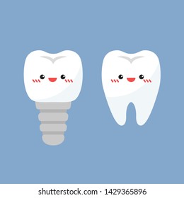 dental implant and teeth character vector. wallpaper. free space fore text. background.