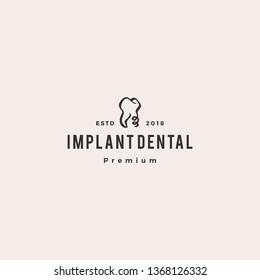 dental implant tooth teeth logo vector icon illustration