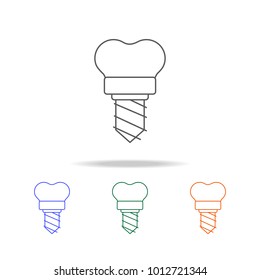 Dental implant vector icon icon. Dental Element multi colored icons for mobile concept and web app. Thin line icon for website design and development, app development. Premium icon on white background