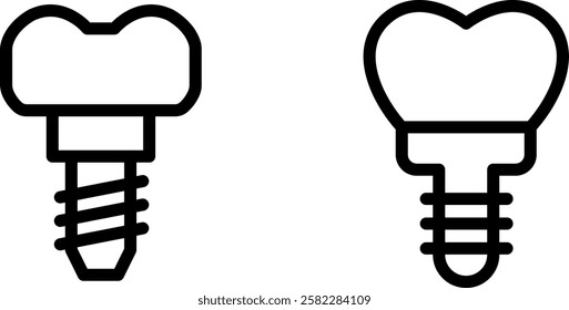 Dental Implant Vector Icon Set – Modern and Professional Oral Care Designs