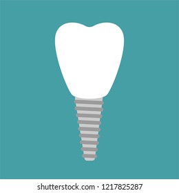 Dental implantation. Healthy human teeth and Dental implant. dental implant. Vector illustration