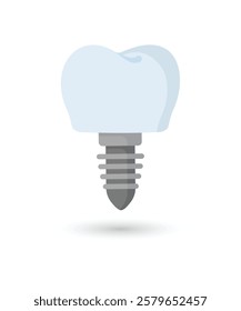 Dental implantation, tooth restoration, icon on a white background. Vector illustration stock illustration