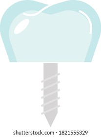 Dental implants Concept, Single Crown Restoration Vector Icon Design, Teeth with Screw Design, Dental Care Symbol on White background