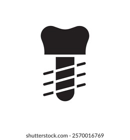 Dental implants icon black and white vector outline sign