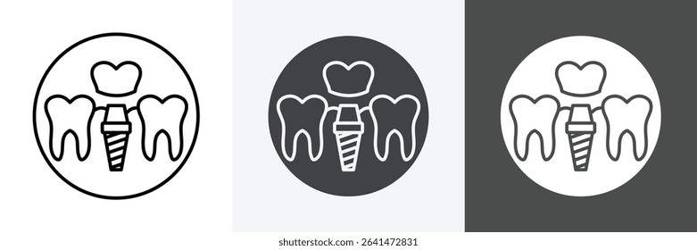 Dental implants icon set vector art