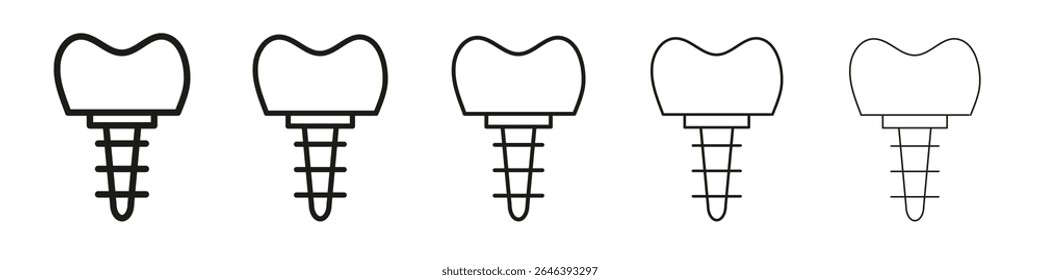 Dental implants icon vector outline set illustration sign
