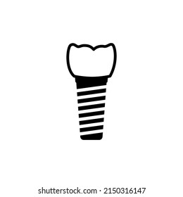 Dental implants surgery concept. Anatomical poster with human teeth. Prosthesis in mouth. Crown abutment and screw medical poster isolated flat vector illustration for clinic or education. .