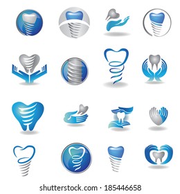 Dental implants symbol collection. Clean and bright designs. 