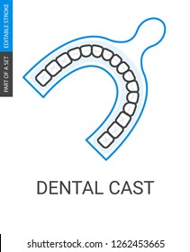 Dental impressions icon. Outline style image of odontic cast.