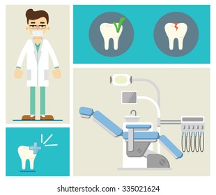 Dental Infographics Of Vector Illustration Of Dentist Office Or Dental Clinic. Tooth Care. 