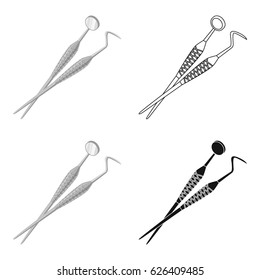 Dental instruments icon in cartoon style isolated on white background. Dental care symbol stock vector illustration.
