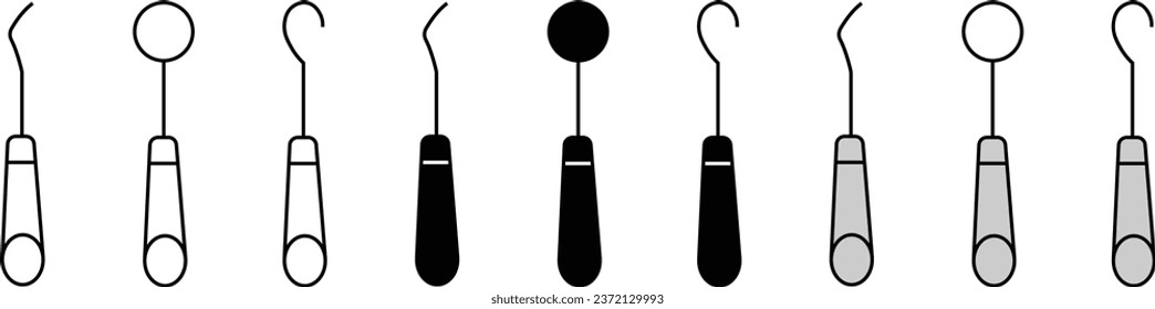 Dental instruments icon collection lined, isolated, colored. Illustration vector