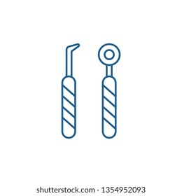 Dental instruments line icon concept. Dental instruments flat  vector symbol, sign, outline illustration.