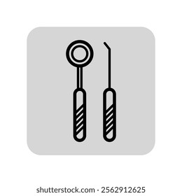 Dental instruments line icon. Inspection mirror and probe for teeth sign. Oral medicine and healthcare concept. Vector illustration, symbol element for web design and apps