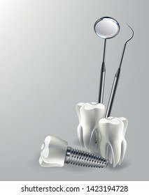 Dental instruments, medical equipment, dentist tools silhouettes