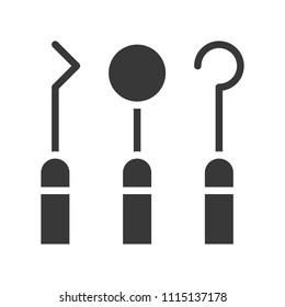 dental instruments, mirror, related solid icon
