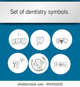 Dental instruments. Set. Teeth. Infographics.