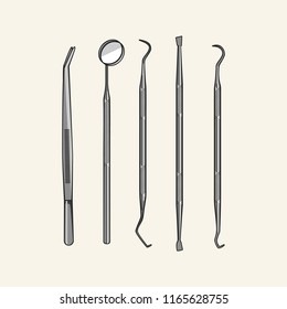 Dental instruments. Vector illustration.