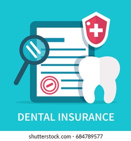 Dental insurance concept banner. Flat style vector illustration.