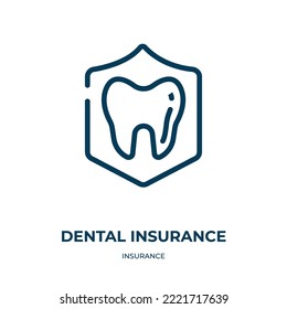 Dental insurance icon. Linear vector illustration from insurance collection. Outline dental insurance icon vector. Thin line symbol for use on web and mobile apps, logo, print media.