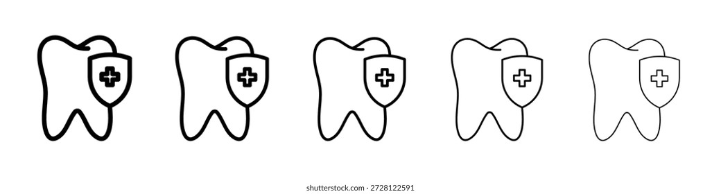 Vector de icono de seguro dental en pictograma lineal de trazo editable