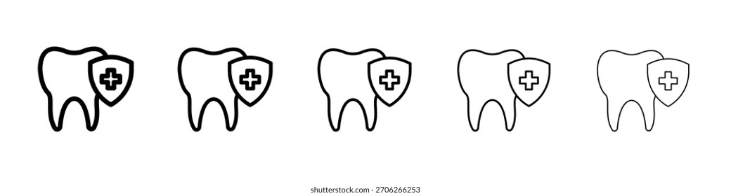 Colección de Vector de Web de icono de seguro dental en trazos negros