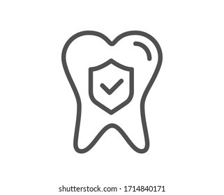 Dental Insurance Line Icon. Oral Medicine Risk Coverage Sign. Teeth Care Symbol. Quality Design Element. Editable Stroke. Linear Style Dental Insurance Icon. Vector