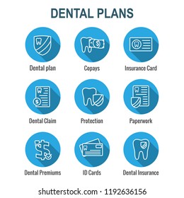 Dental Insurance Outline Icon Set with tooth image