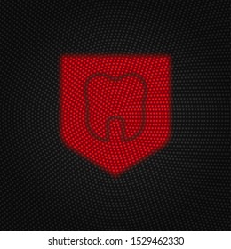 Dental, insurance, shield, tooth icon, traffic light sign, retro style vector icon. Traffic sign vector icon. Insurance concept vector illustration.