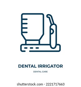 Dental irrigator icon. Linear vector illustration from dental care collection. Outline dental irrigator icon vector. Thin line symbol for use on web and mobile apps, logo, print media.