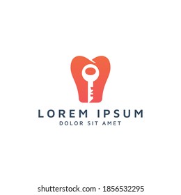 dental and key negative space logo design