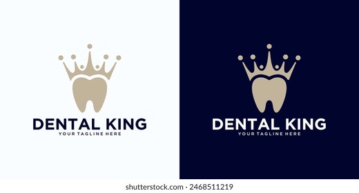 dental king logo design, with the concept of a tooth wearing a crown for dental care, dental clinic