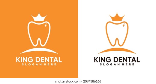 dental king logo design with creativ concept and line art style