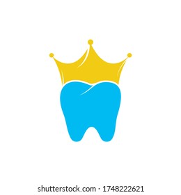 Diseño del logo del vector del vector del rey dental. Diseño de iconos dentales y de coronas.