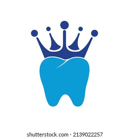 Dental king vector logo design. Tooth and crown icon design.