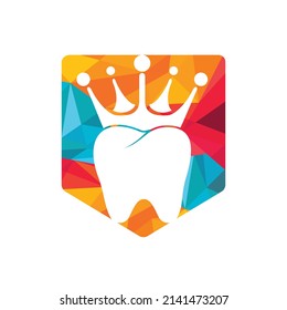 Dental king vector logo design. Tooth and crown icon design.